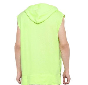 Sweat-shirt unisexe en coton brodé vert néon d'hiver avec manches longues et fermeture éclair latérale - Product Image 3