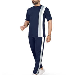 Conjunto Deportivo para Hombre, Azul Marino, Paneles Verticales, Transpirable, Ecológico, 100% Poliéster, para Entrenamiento, Jogging, Gimnasio, Running, Fitness - Product Image 5