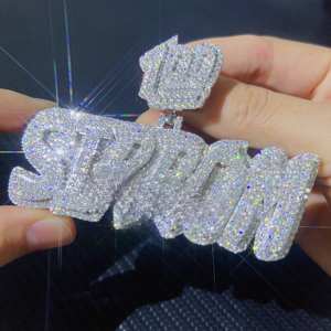 CONCEPTION Colgante Personalizado Hiphop de Bolsa de Dinero con Moissanita D VVS1, Plata de Ley 925, Amuleto de Letra/Número con Incrustaciones, Joyería para Fiesta - Product Image 2