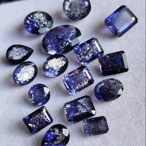 Piedras Preciosas Sueltas de Iolita Natural y Piedra del Sol al por Mayor - Multiformas Facetadas Azules y Blancas Brillantes para la Fabricación de Joyas - Product Image 3