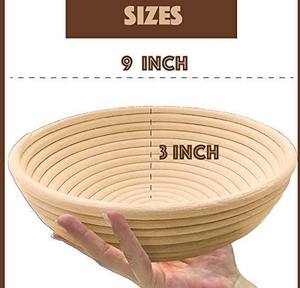Handwoven Rattan Bread Proofing <b>Basket</b> & Dough Rising Banneton Bowl with Spiral Pattern - Product Image 3