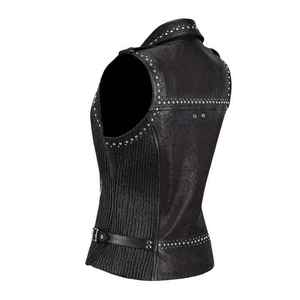 Chaleco Gótico de Cuero Vacuno Negro 100% Original VIBE SEWN OEM para Mujer, Doble Botonadura, Bolsillos Laterales, Sin Mangas, Talla Grande, Invierno - Product Image 2