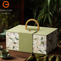 Nouvelle Boîte Cadeau de Luxe Portable 2026 pour Zongzi du Festival du Bateau du Dragon avec Poignée, en Velours Gaufré et Fermeture Magnétique, Idéale pour Bonbons de Mariage