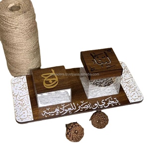 Juego de regalo con incrustaciones de madreperla y quemador de madera maciza Bakhoor, elegante soporte de incienso árabe para Oud Bukhoor, decoración festiva para el hogar - Product Image 1