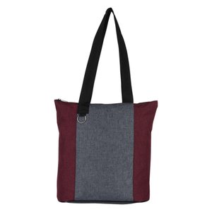 Heathered Burgundy Canvas <b>Tote</b> Zipper Top Medium Black Webbing Strap <b>Travel</b> Blank Custom Logo Print Wholesale Bulk Shopping - Product Image 5