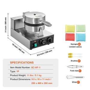 Commercial 1230W Round Non-Stick Stainless Steel Belgian <b>Waffle</b> <b>Maker</b> Temperature T Control <b>Waffle</b> Baker Machine - Product Image 3