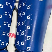 Protège-tibias Fairtex sur mesure entièrement imprimés, nouveau modèle bleu, protection professionnelle en cuir pour Muay Thai, Kickboxing et MMA