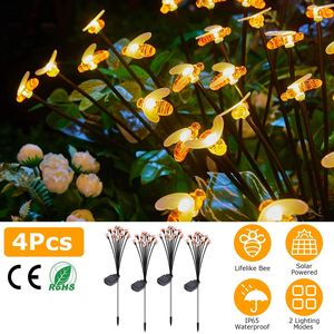 Paquete de 4 Lámparas Solares con Forma de Abeja, 2 Modos de Iluminación, Lámpara Decorativa Realista con Forma de Luciérnaga para Exteriores, Resistente al Agua IP65 - Product Image 1
