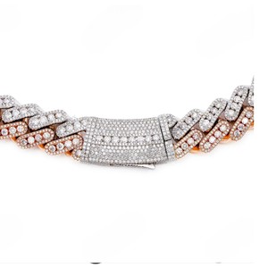 สร้อยคอแบบ Cuban Link ขนาด 22 มม. 22 นิ้ว สองสี ประดับเพชร VVS Moissanite ชุบทอง สไตล์ฮิปฮอป เงินแท้ ขายส่ง - Product Image 1