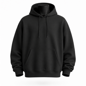 Sweat-shirt à capuche noir pour homme, coupe classique, en molleton de coton, style streetwear décontracté, pour l'automne - Product Image 1