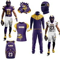Paquete personalizado de su propio uniforme de fútbol americano, conjunto de Jersey cosido totalmente sublimado, mochilas, paquete de conjunto de Sudadera con capucha