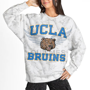 Sudadera de algodón con forro polar para mujer, personalizada, con logo frontal, cuello redondo, estilo oversize, informal, para invierno, con efecto tie-dye. - Product Image 3