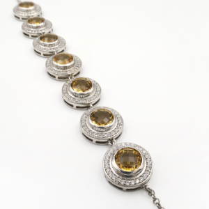 925 Sterling <b>Silver</b> Natural Citrine <b>Charm</b> <b>Bracelet</b> Rhodium Plated Trendy OEM ODM Fine Jewelry - Product Image 3