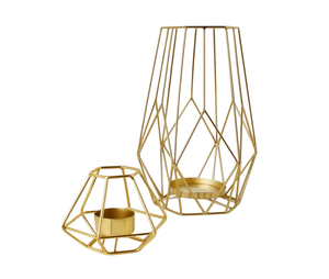 Bulk Selling Galvanised Metal & Glass <b>Lantern</b> Portable Metal Candle <b>Lantern</b> <b>Set</b> of 2 Pcs With Gold Finish for Home & Garden - Product Image 3