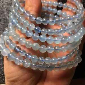 Cuentas de piedras preciosas de aguamarina azul lechoso natural, cuentas redondas sueltas, medio hilo para la fabricación de joyas, manualidades DIY - Product Image 6