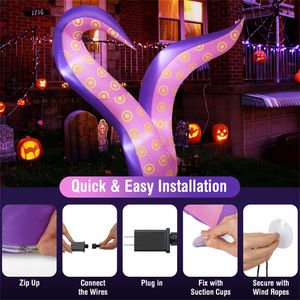 Tentacoli Gonfiabili Giganti di Halloween da 6,5 Piedi con Luci LED, Resistenti a Pioggia/Neve, per Decorazioni Auto e Decorazioni Esterne per Giardini/Festività - Product Image 5