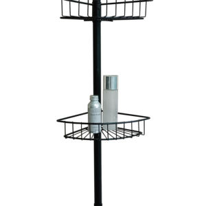 Étagère de salle de bain robuste à 4 niveaux en fil d'acier, support de douche télescopique réglable sur pied - Product Image 2