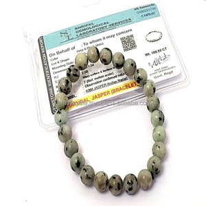 Bracelets élastiques de 8mm avec pierre précieuse naturelle Kiwi Jasper Certificat original Pierre semi-précieuse Artisanat - Product Image 1