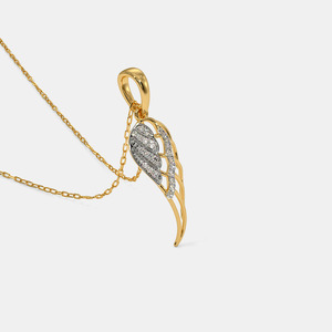 Collier pendentif aile d'ange en or jaune avec diamant de laboratoire - Product Image 6