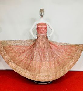 Zarna 16 kali lehenga แบบหนักประดับด้วยหินระยิบระยับเต็มแผ่นกระจก Shisha หรูหรา dupatta อินเดียชุดตาข่ายสำหรับงานแต่งงาน - Product Image 2