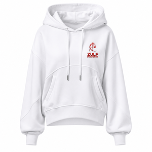 ZULF INDUSTRY Sweat à capuche blanc pour femme 100 % coton tricoté respirant écologique coupe classique logo brodé sur le devant décontracté hiver - Product Image 1