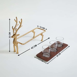 Glass Votive T Light <b>Candle</b> Holder with Deer Stand Home Decor Handmade Christmas Glass <b>Candle</b> Jars and <b>Lanterns</b> for Living Room - Product Image 2