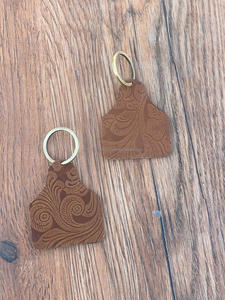 Nouveau fait à la main Western élégant en cuir gaufré porte-clés porte-clés imprimé floral porte-clés personnalisés en cuir véritable porte-clés - Product Image 4