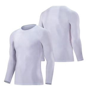 Men <b>Long</b> <b>Sleeve</b> Rash Guard <b>Black</b> Quick Dry Polyester Full <b>Sleeve</b> Sports <b>Top</b> Adult Size Anti-UV <b>Gym</b> Workout rash guard OEM ODM - Product Image 3