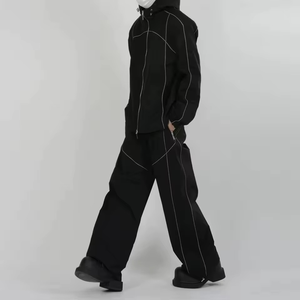 Ensemble de survêtement homme personnalisé en nylon/acrylique respirant, coupe ample, avec fermeture éclair, réfléchissant, imperméable et coupe-vent, comprenant veste et pantalon de jogging - Product Image 5