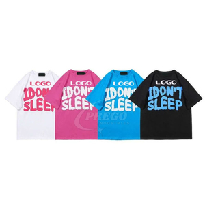 T-shirt blanc oversize pour homme, manches courtes, col rond, imprimé lettres en relief, style streetwear, en jersey de coton, logo positionné à l'avant - Product Image 6