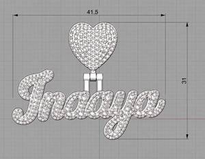 925 Sterling Silver Iced Out Heart <b>Name</b> Pendant <b>Custom</b> Personalized Hip Hop Jewelry Pendant - Product Image 3