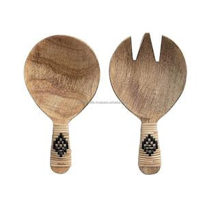 High Quality Handmade 2-Piece Set of Eco-Friendly Natural Wooden <b>Salad</b> <b>Tools</b> High-Artistic Kitchen Tableware Handmade Crafts - Product Image 3