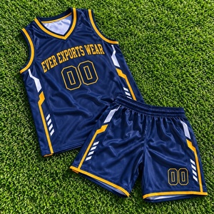Ensemble d'uniformes de basketball bleu marine premium avec détails or et blanc, maillot de basketball respirant, vêtements de sport pour équipes universitaires - Product Image 1