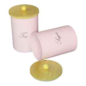 Juego de 2 Recipientes para Café, Té y Azúcar, Ecológicos, Hechos a Mano, Duraderos, de Hierro Blanco con Tapa de Bambú, Herméticos para Alimentos - Product Image 4