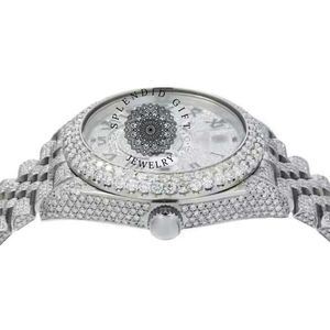 Reloj de Lujo con Incrustaciones de Diamantes, Caja de Plata con Moissanita y Cuarzo, Esfera Analógica con Números Romanos, Cristal de Zafiro, Cierre Oculto ETA - Product Image 6