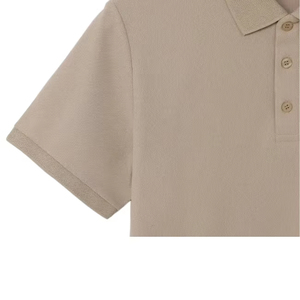 Men's Khaki <b>Half</b> Sleeve for <b>Shirt</b> Pique Fabric 100% Cotton Breathable Casual Style Regular Fit Solid Color <b>Button</b> Design 240g - Product Image 3