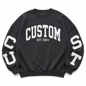Unisex Varsity Sweatshirts Customizable Crewneck Premium Solid Color 100% DTG Print Cotton Pullover Women's Hoodies USA Custom - Product Image 4