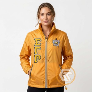 เสื้อแจ็คเก็ตปักลาย Sigma Gamma Rho สไตล์ Preppy สำหรับผู้หญิง กันลม มีซิปด้านหน้า ลายตัวอักษรสีเหลือง เสื้อผ้าสไตล์กรีก - Product Image 4