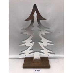 Escultura de Pino Metálica de Lujo Hecha a Mano con Base de Madera, Centro de Mesa Navideño al por Mayor, Decoración para el Hogar, Adorno Interior - Product Image 1