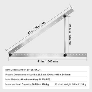 Staffe di Montaggio Leggere per Pannelli Solari da 41 Pollici, Inclinazione Regolabile 0-90 Gradi, Supporto per Pannelli Solari da 100-300W - Product Image 3