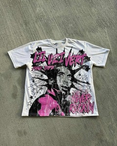 เสื้อยืดคอกลมแขนสั้นพิมพ์ลายการ์ตูนสีดำสำหรับผู้ชาย ทรงปกติ ผ้าคอตตอนเจอร์ซีย์ ระบายอากาศได้ดี น้ำหนัก 220 กรัม สไตล์ลำลองแนวสตรีท - Product Image 2