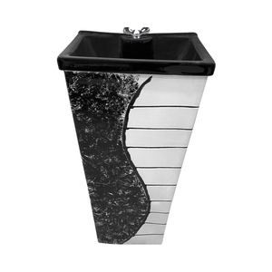 Lavabo Damru de Diseño Moderno de una Pieza con Cuerpo de Cerámica, Montado sobre Encimera, Fácil de Limpiar, para Uso en Villas - Product Image 1