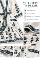 Peignoir Kimono en Coton Imprimé à la Main de Jaipur, Robe de Chambre Longue pour Femme, Peignoir de Demoiselle d'Honneur, Vêtement de Détente et de Nuit