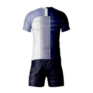 Conjunto de Uniforme de Fútbol de Manga Corta de Alta Calidad, Transpirable, de Malla, de Secado Rápido, Anti-UV, Azul Oscuro, con Estampado Digital - Product Image 2