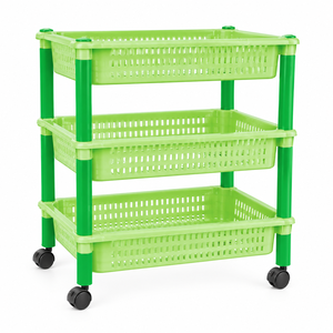 Plateau à légumes à roulettes détachable en plastique PP écologique à 4 niveaux pour rangements de cuisine et organisation de bureau - Product Image 1