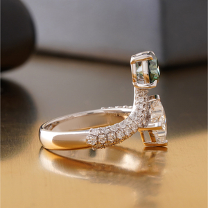 Fancy Vivid Green Lab Grown Diamond <b>Ring</b> 14K White <b>Gold</b> with Marquise Cut VVS1 Clarity Trendy <b>Cocktail</b> Statement Fine Jewelry - Product Image 3