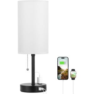 Lampada da Comodino USB C da 17 Pollici con 3 Temperature di Colore, Interruttore a Catenella, Bianca, per Camera da Letto, Prodotto AC - Product Image 1