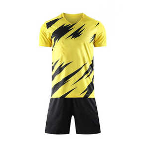 Maillot de football jaune et noir, uniforme de football, 100% polyester, découpe automatisée, couleurs personnalisées, logo, uniforme de football - Product Image 2