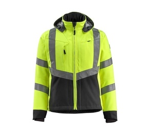 Veste polaire à capuche jaune haute visibilité pour homme avec bandes réfléchissantes, fermeture éclair coupe-vent, polyester, vêtements de travail d'hiver - Product Image 4