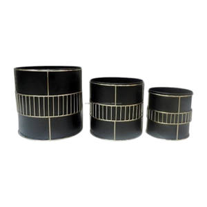 Set of 2 Gardening Metal <b>Pot</b> <b>Planter</b> Modern Minimalist Design Black Powder Coated <b>Planters</b> for Garden and Gardening - Product Image 2